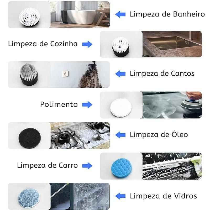 Escova Elétrica de Limpeza Multiuso - 7 em 1