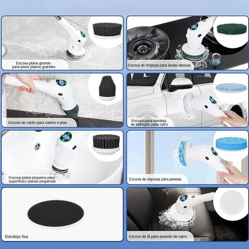 Escova Elétrica de Limpeza Multiuso - 7 em 1