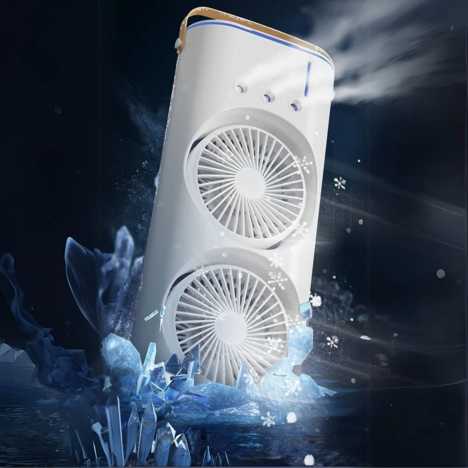 Ventilador e Climatizador Duplo Portátil com Umidificador