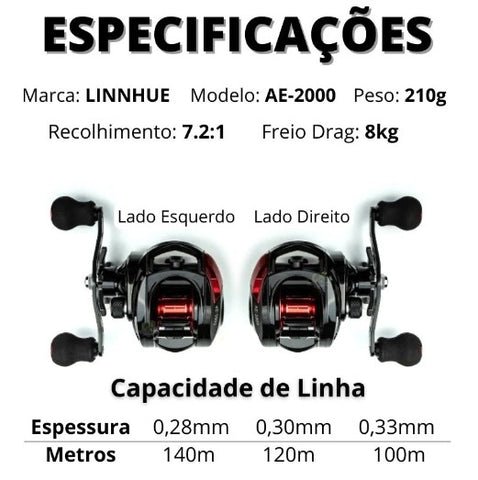 Carretilha Profissional Para Pesca FishPro AE-2000