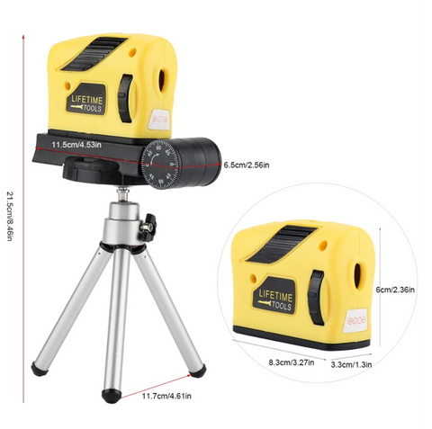 Dimensões do Nível a Laser 4 em 1 (Linha Cruz, Vertical, Horizontal e ponto) Magnético com frete grátis Eletroflix