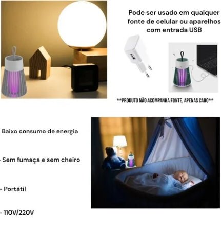 Luminária Ultrassônico Armadilha Mosquitos e Insetos -ChoqueLed