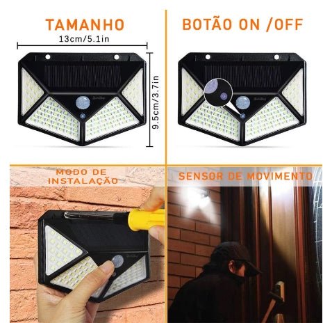 Luminária Solar Com Sensor Externa À Prova Dágua - LedIlumina