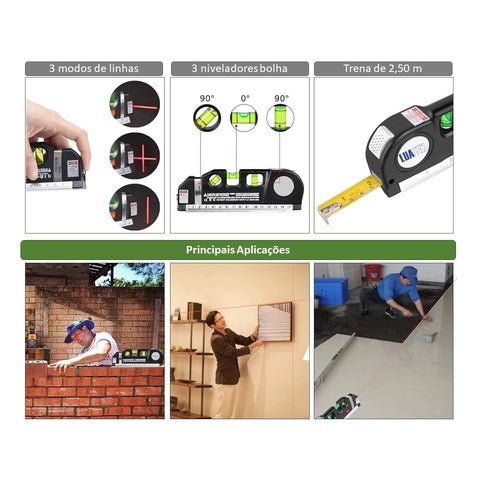 Nível Laser e Trena Profissional 4 em1 - FixLevel