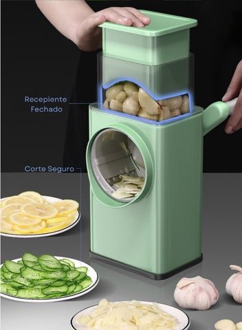 Processador Cortador e Fatiador de Alimentos Manual Multiuso 3 em 1 - GreenPro