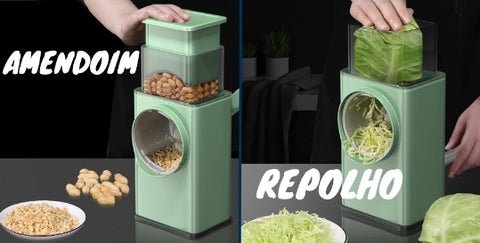 Processador Cortador e Fatiador de Alimentos Manual Multiuso 3 em 1 - GreenPro