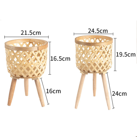 Vaso de Bambu Trançado com Suporte -  Flowers X