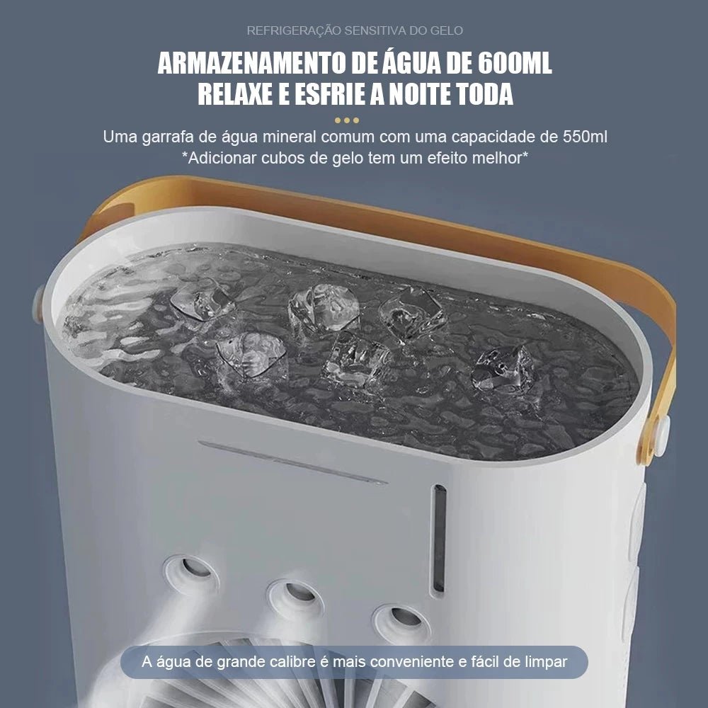 Ventilador e Climatizador Duplo Portátil com Umidificador