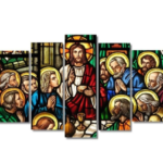 Quadro Mosaico 5 Peças Santa Ceia Vitraux + Brinde