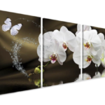 Quadro Sala Decorativo 120x60 Flores Orquídea Branca Mosaic