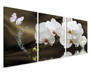 Quadro Sala Decorativo 120x60 Flores Orquídea Branca Mosaic