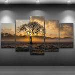 Quadro 5 Peças Nascer Do Sol Paisagens Naturezas 115x60 Tm