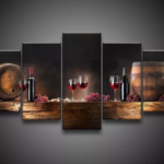 Quadros Decorativos Mosaico 5 Peças Imagem Taça De Vinho