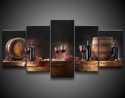 20 Quadros Decorativos Mosaico 5 Peças Imagem Taça De Vinho - Image 1