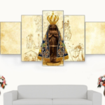 Quadro Decorativo Nossa Senhora Aparecida 115x60 5 Peças N0
