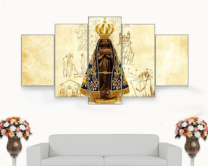 Quadro Decorativo Nossa Senhora Aparecida 115x60 5 Peças N0