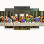 Quadro Decorativo Mosaico 5 Peças Para Quarto Sala Mesa Santa Ceia 128x60 Promoção Pronta Entrega