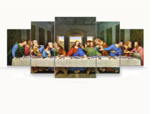 Quadro Decorativo Mosaico 5 Peças Para Quarto Sala Mesa Santa Ceia 128x60 Promoção Pronta Entrega