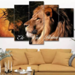 Quadro Decorativo Jesus Leao De Juda Ele Vive Reina C/ Frase