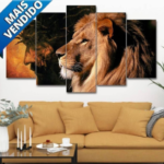 Quadro Jesus Leao De Juda Hd 5 Peças Mosaico Mdf 6mm Top