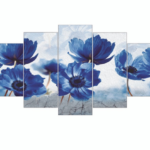 Quadro Sala Quarto Mosaico Flores Azuis Mdf 06mm N06