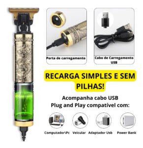 Maquina Acabamento Recarregável Detalhe Cabelo Barba Sem Fio - Image 5